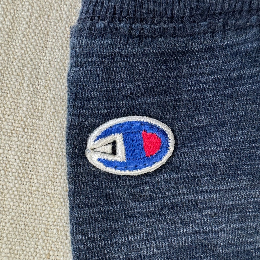 Y2K Champion Mens Crewneck Sweatshirt XL Blue Heather Raglan Athletic Pullover - Picture 6 of 13